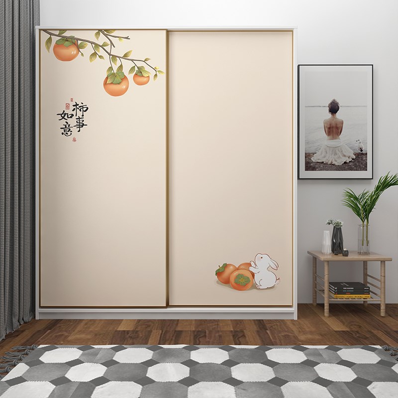 衣柜门贴纸移门推拉门玻璃门自粘卧室改造翻新中式简约加厚不透底