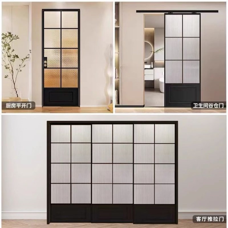 厦门厨房推拉门实木移门阳台客厅隔断卫生间玻璃门吊轨极窄边框