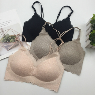 文胸 安心无痕无钢圈内衣蕾丝镂空透气细肩带美背薄款 2020夏季 新款