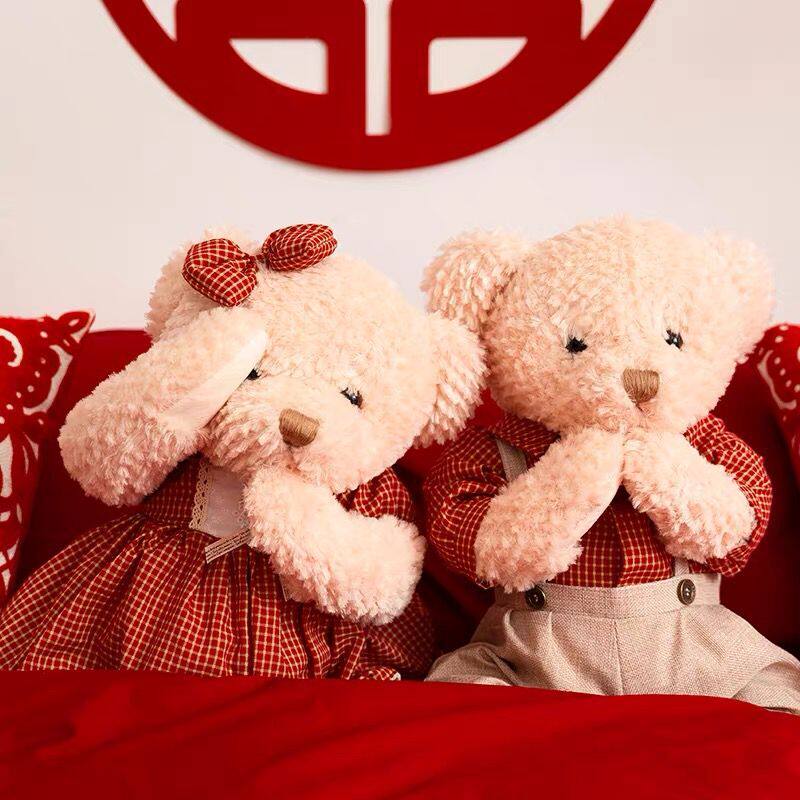 新婚压床娃娃一对结婚礼r物送新人婚庆公仔熊抱枕婚房摆件高档大