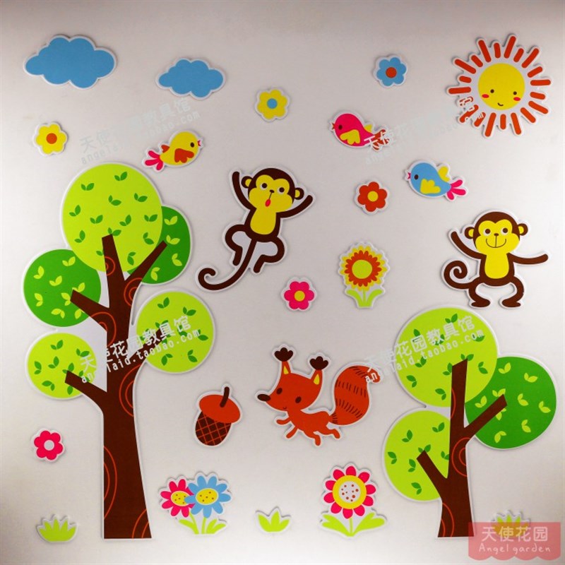 小学教室黑板报文化区角幼儿园装饰布置材料动物卡通泡沫立体墙贴