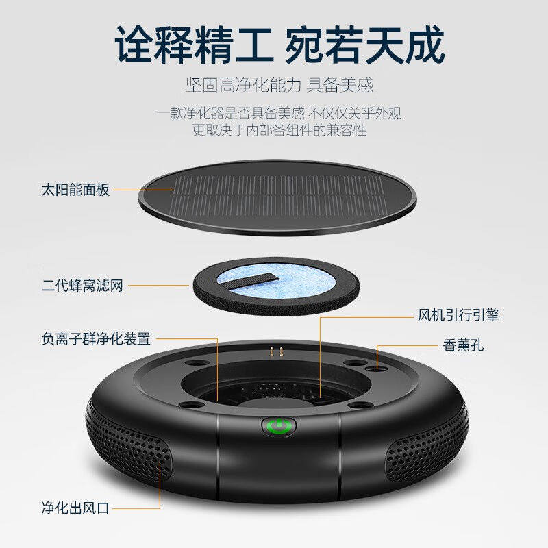 锋上车载净化器家车两用空气过滤粉尘除异味太T阳能随车启停礼