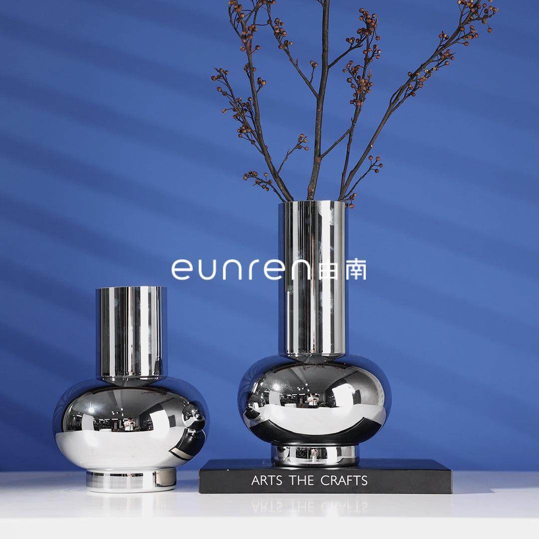 由南现代简约银色玻璃花瓶花器插干花摆件售楼处客厅餐桌玄关装饰,机械设备,其他机械设备,淘宝优惠券,粉丝福利购,淘宝优惠卷