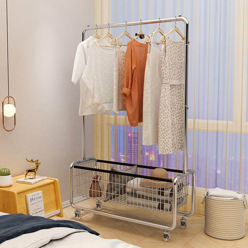 落地式晾衣架落地卧室挂衣架移动衣帽架阳台收纳衣服可移动置物架