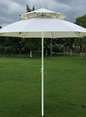 3米双顶转向遮阳伞沙滩伞广告伞印刷定制礼N品阳台伞婚礼伞白色伞