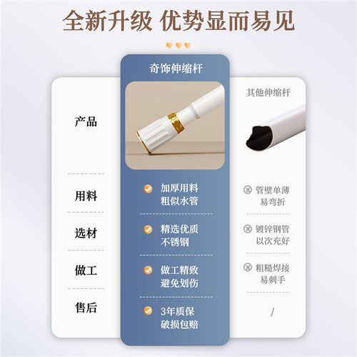 免打孔伸缩晾衣杆衣柜挂衣杆阳台卫生间窗帘杆浴帘杆粘贴伸缩杆