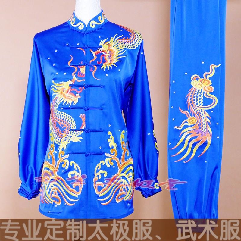 春夏季双龙刺绣h太极服气功服太极拳健身服团队比赛表演服装男女