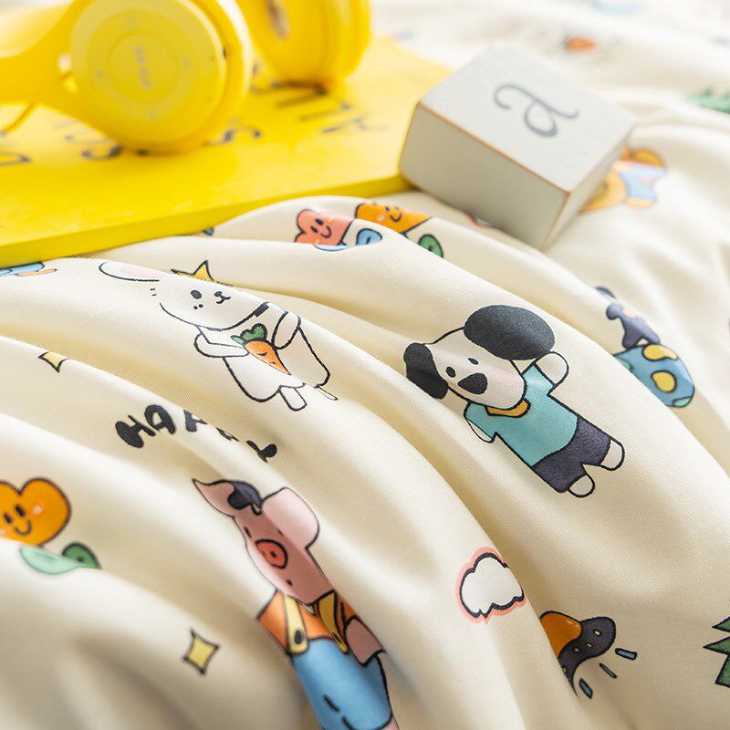 全棉夏被100纯棉夏凉被四件套薄被芯儿童卡通夏天可机洗空调被A类