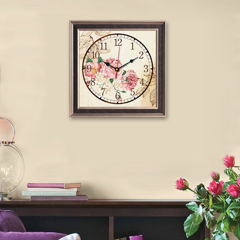 美式客厅装饰画简约餐厅壁挂钟表配电箱遮挡电闸盒免打孔欧式壁画