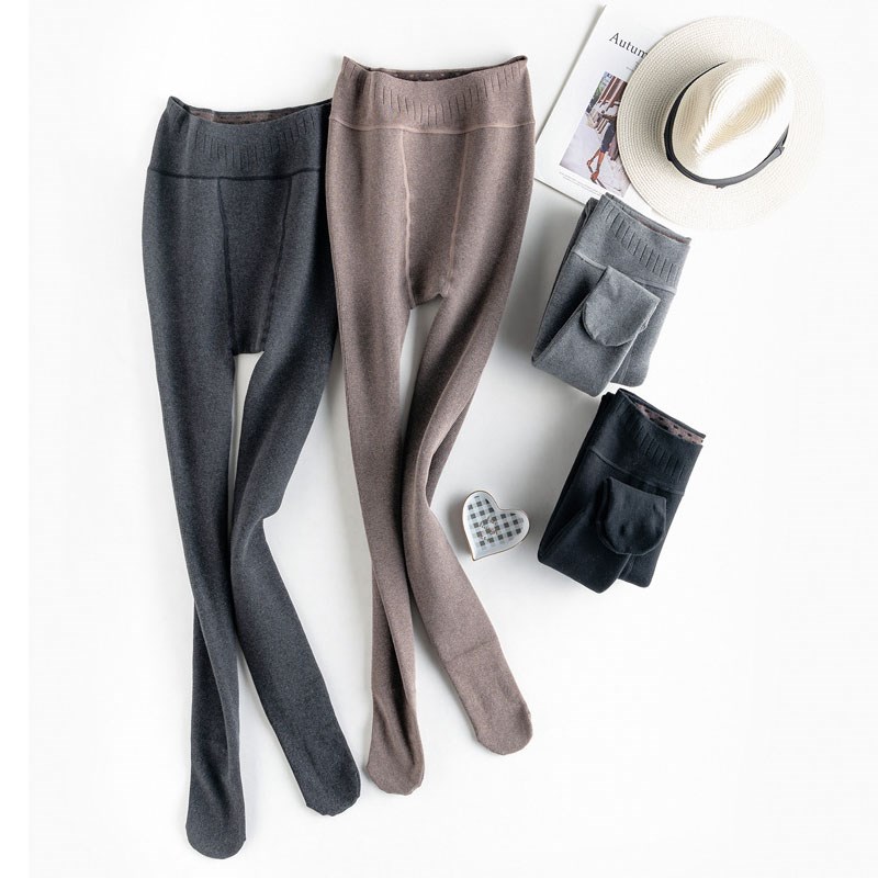 大码打底裤保暖女胖mm200斤春秋冬外穿加绒棉加肥加大灰色连裤袜
