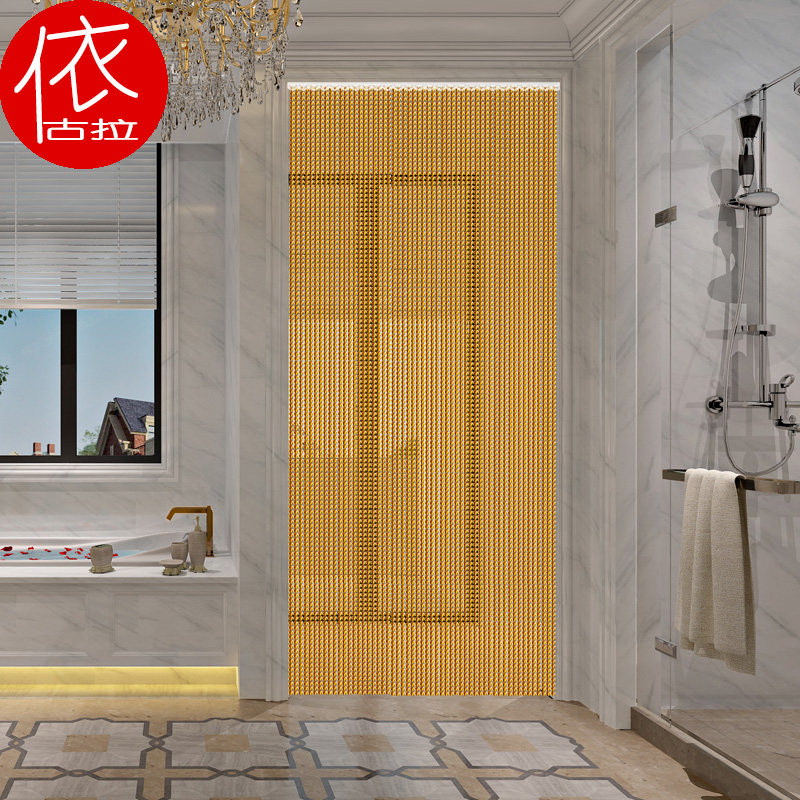 水晶防蚊蝇大门门帘珠帘客厅卧室玄关隔断卫生间免打孔家用吊帘