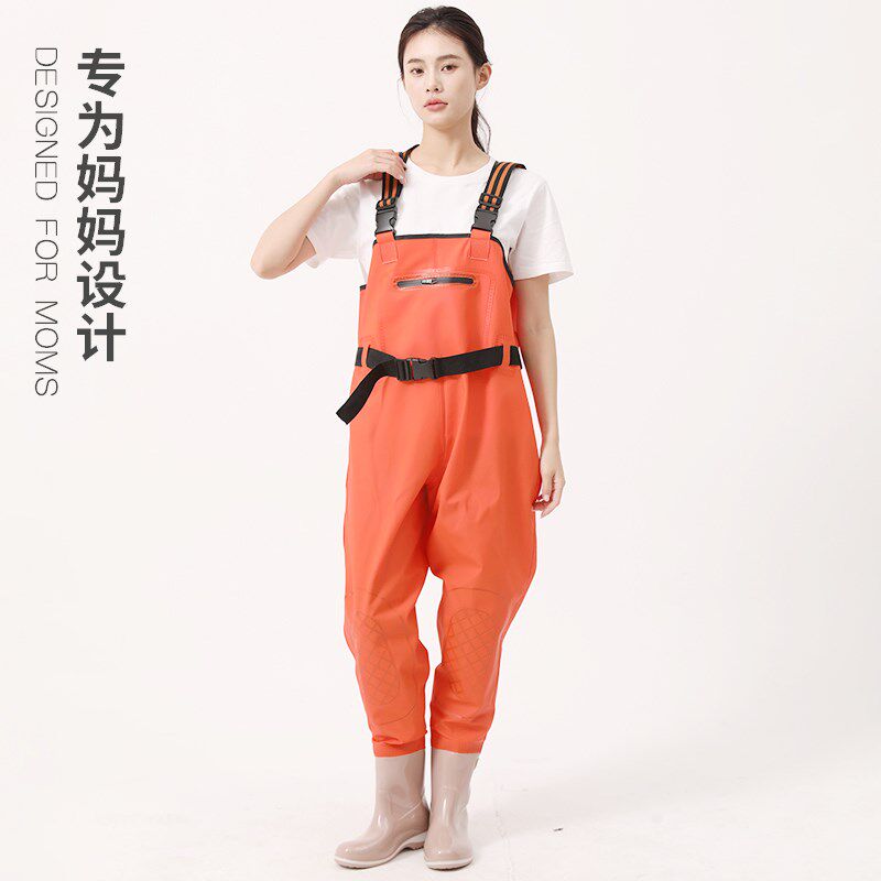 下水裤半身女连体雨衣连鞋儿童一体水裤摸捉鱼防水水衣成人赶海服
