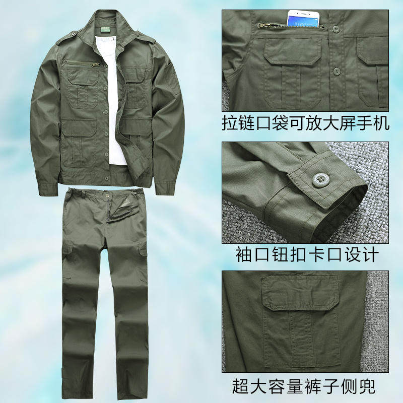 夏季薄款长袖工作服套装男士电焊工工装工程汽修电焊劳保服