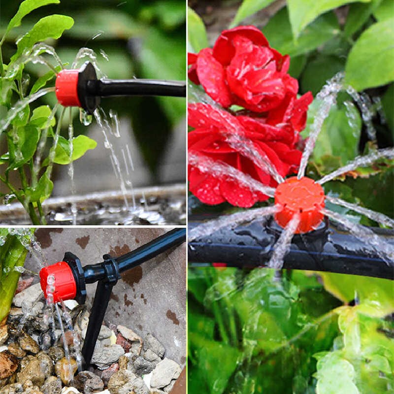 可调水量微喷滴头8孔红色蓝色滴灌喷灌喷头花卉花盆农用毛管滴头