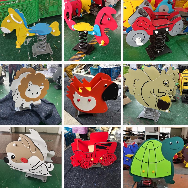 儿童户外弹簧摇摇马公园小区游乐设备幼儿园木马PE板摇摇乐跷跷板