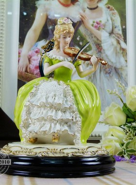 欧式陶瓷人物摆件奢华客厅美式西洋女拉大提琴高档艺术品家居装饰