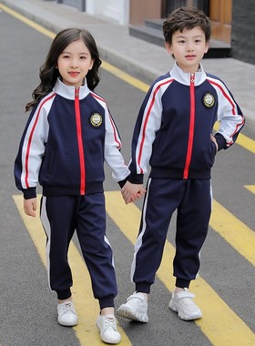 小学生校服春秋套装灰色休闲儿童班服幼儿园园服运动会三件套