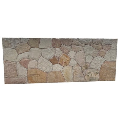 天然柏坡黄石墙黄锈中国黑碎拼不规则冰裂纹干垒铺路庭院造景观墙