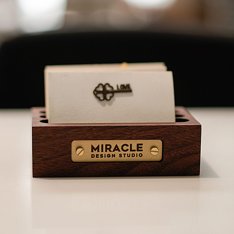 实木名片盒前台名片架卡片架座桌面名片收纳盒摆台订制名片展示架
