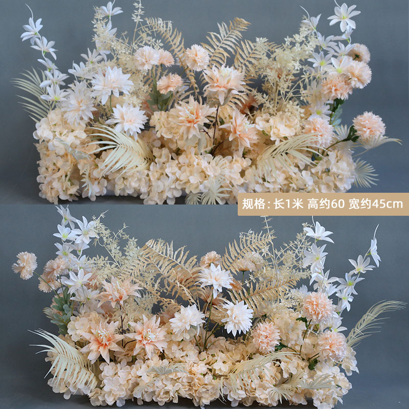新款婚庆道具成品花艺排花长条挂花路引酒店户外婚礼婚礼节庆布置