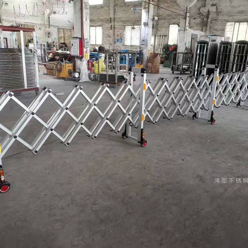 迷你铝合金拉闸门伸缩门小区护栏门高速道口手动推拉路障门折叠门
