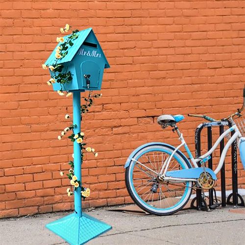 美式铁艺小屋信报箱庭院家居装饰幼儿园带花网红信箱意见徵集信箱