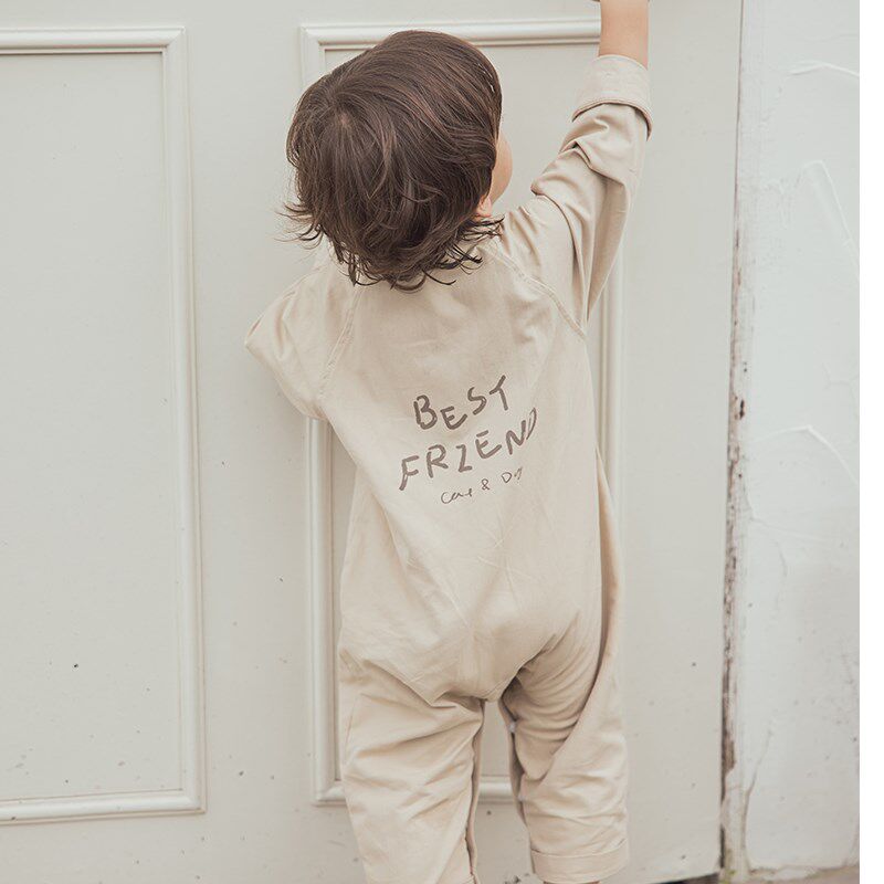 乖奇熊婴幼儿衬衫连体衣春秋季男宝宝帅气哈衣爬服早秋外出服秋装