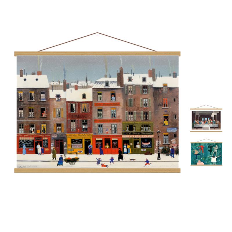 AA精选 复古小众小镇风景建筑装饰画电表箱遮挡实木挂画艺术画芯图片