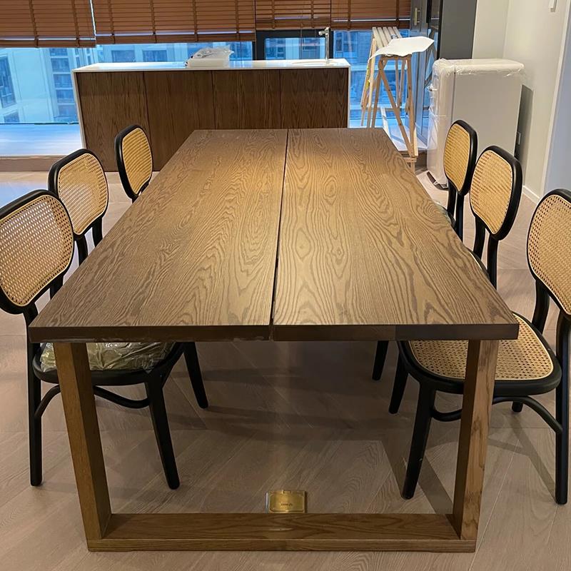 莫比恩实木餐桌椅子家用客厅办公书桌工作台白蜡木长凳原木长方形