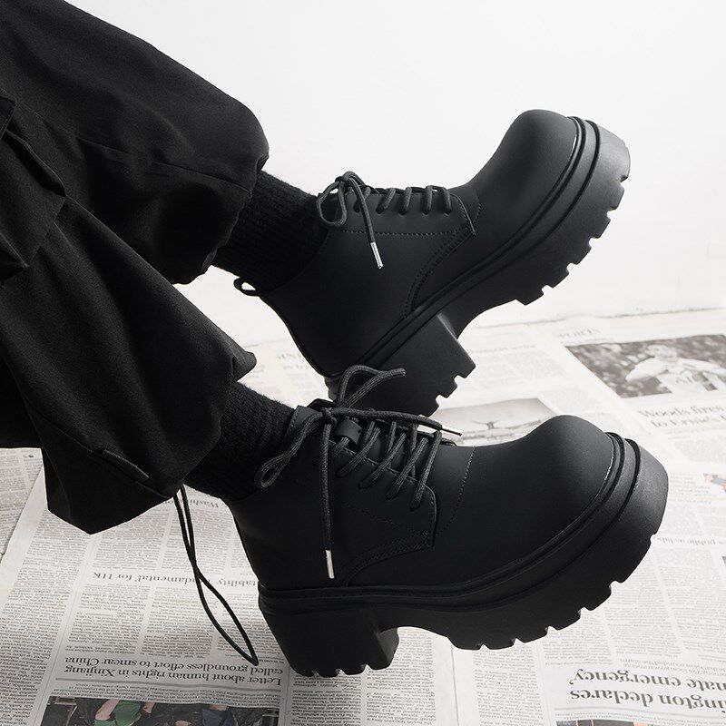 德比马丁靴男款2025新款短靴厚底增高中帮皮鞋英伦风皮靴子潮