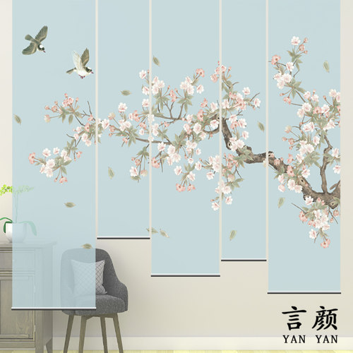 新中式窗帘卷帘半透明挡风客厅遮阳玄关屏风纱帘办公室软隔断定制