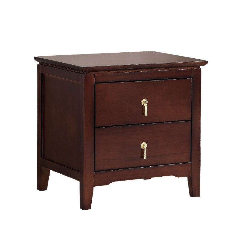 新中式实木床头柜简约现代紫檀色小型床边柜卧室床头收纳柜免安装