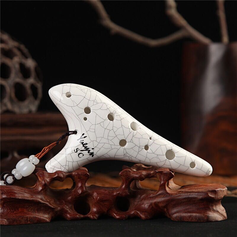 12孔高音C调手绘陶笛 十二孔陶笛 手绘陶笛12孔陶瓷民族乐器