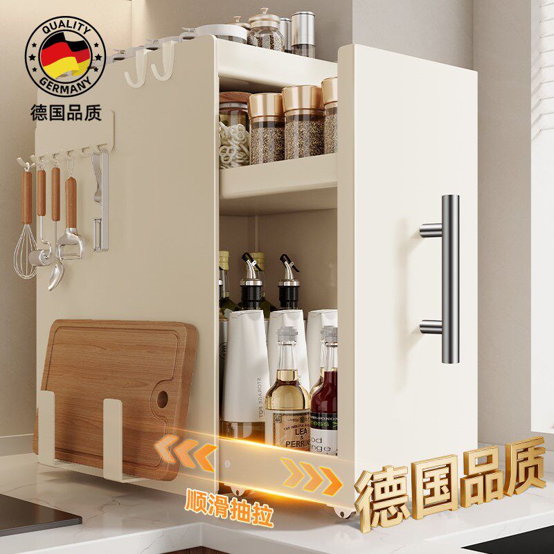 抽拉式调料品f置物架厨房多功能调味料台面转角拐角收纳架子盒窄