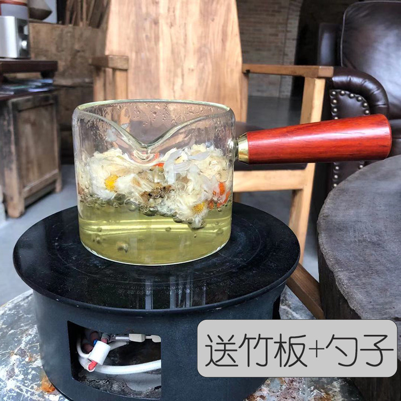 优质高颜值高硼硅玻璃奶锅热牛奶煮咖啡J花茶壶家用婴儿辅食可明