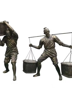 铸铜人物雕塑玻璃钢农耕黄牛拉犁摆件耕种收稻谷大型铜人雕像景观