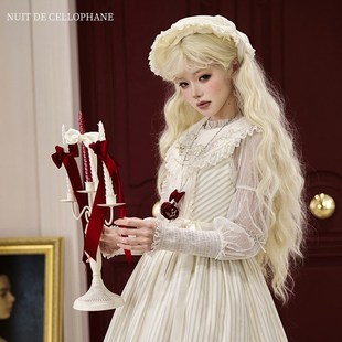 现 玻璃纸之夜八月夜系带点纱打揽优雅系轻薄长袖春夏内搭Lolita