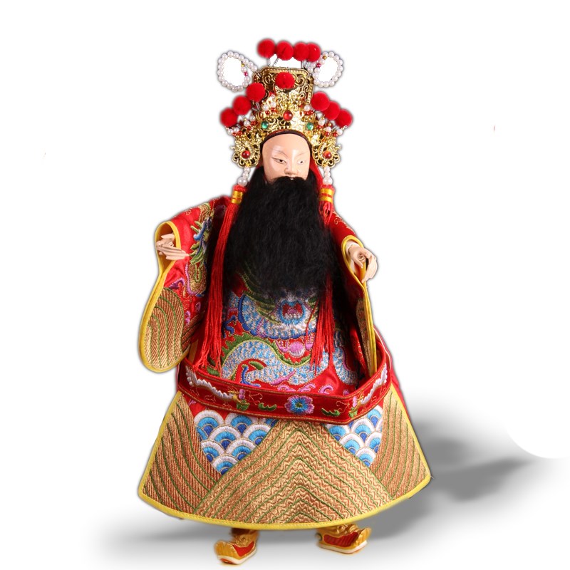 刘备皇帝布袋木偶京剧款式中国风特色手工摆件艺术收藏品自家生产