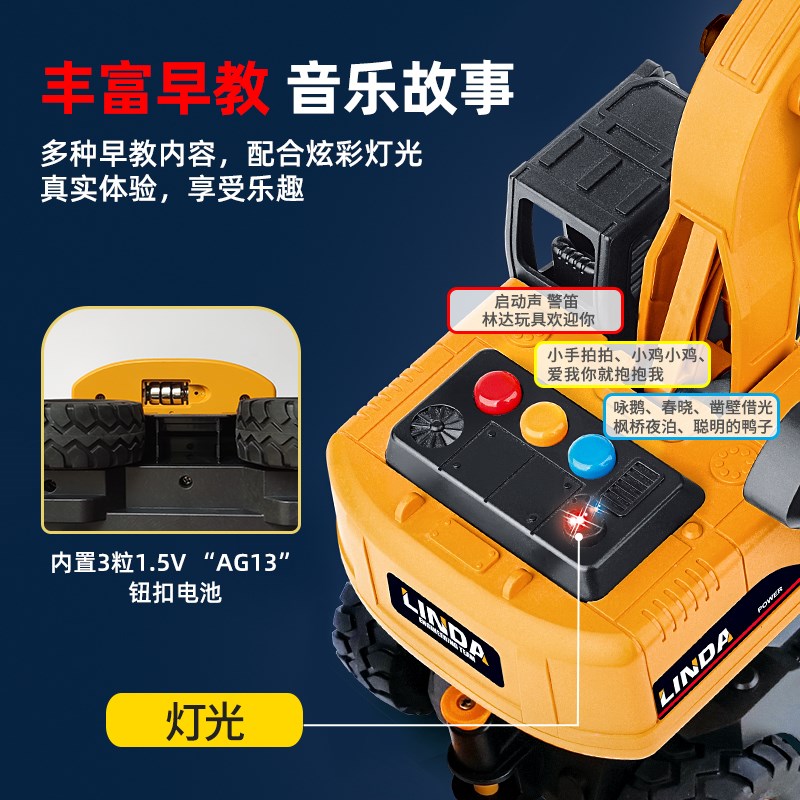 挖掘机儿童挖机工程车惯性会跑小玩具男孩宝宝多功能翻斗拖车铲车