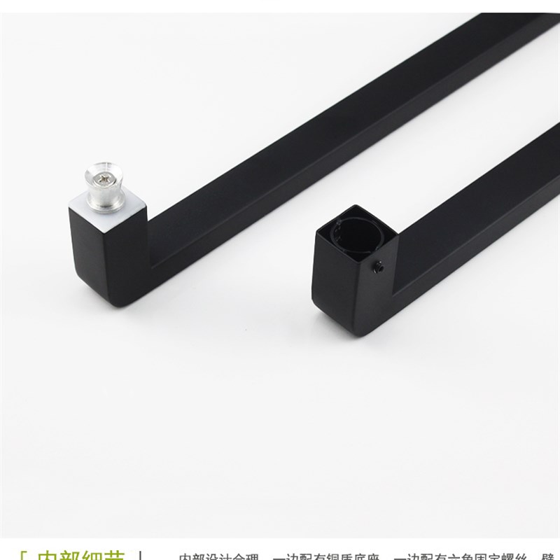 极简亚黑方管不锈钢对装拉手淋浴房店铺办公室现代玻璃门方形把手