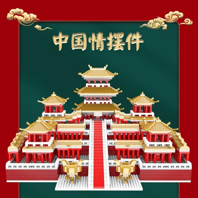8803阿房宫积木中国风高难度拼装微颗粒建筑立体模型拼插益智玩具