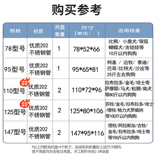 不锈钢狗笼大型中型犬折叠狗笼子小型犬室内外带厕所金毛拉布拉多