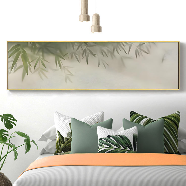 家大业大卧室装饰画小清新绿植叶子壁画原木风横幅床头挂画芭蕉叶