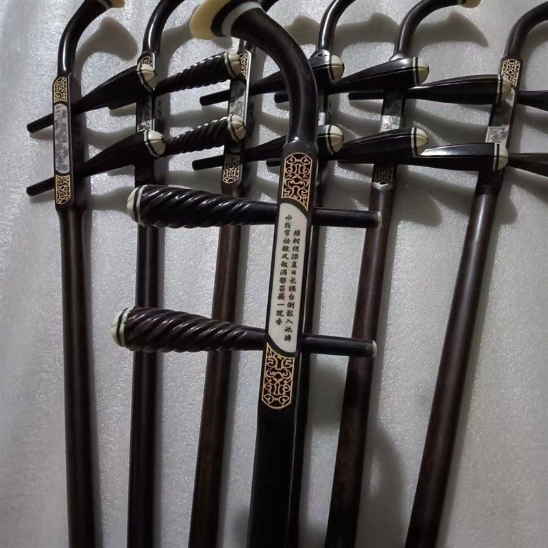 一级老料黑檀木二胡琴杆越胡杆扁杆带琴轴二胡配件,黑檀骨雕琴杆
