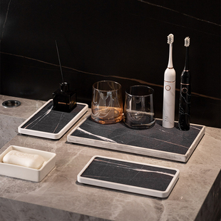 洗漱台面硅藻泥h吸水托盘置物架硅藻土垫漱口杯垫浴室沥水收纳托