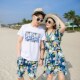 亲子套装 你衣我裙三亚旅游蜜月海边度假大码 夏装 不一样沙滩情侣装
