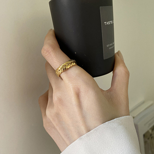 港风ins时髦设计感麦穗戒指女开口可调节个性食指戒X气质大麦指环