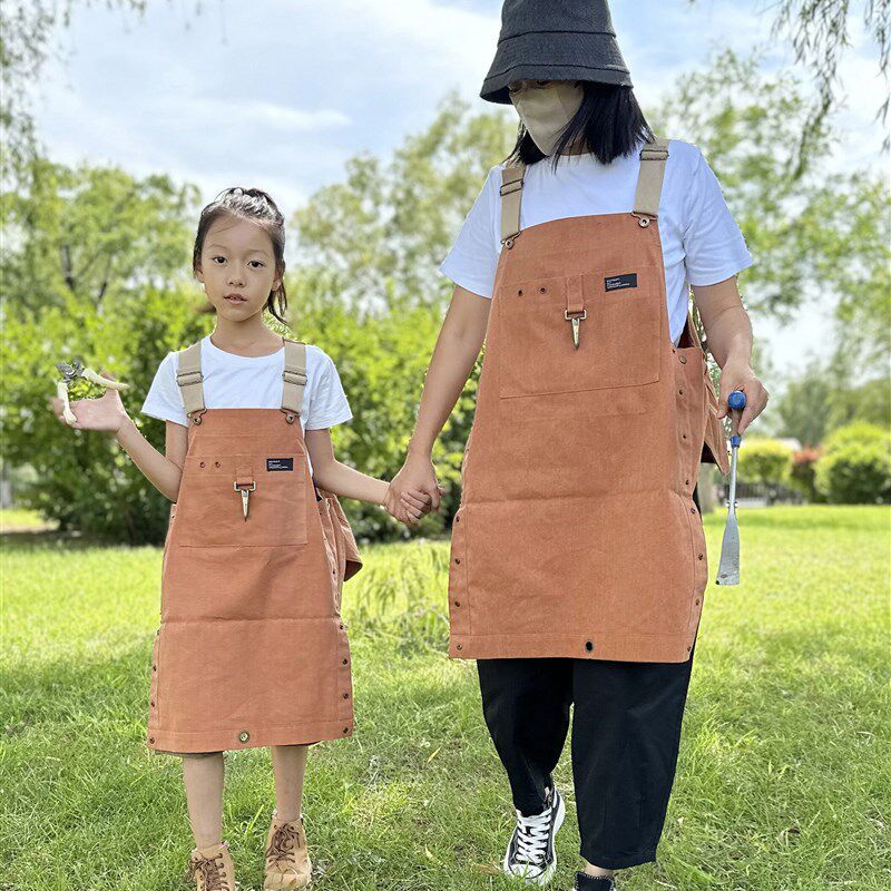 亲子儿童围裙无袖成人罩衣防污幼儿园活动班服美术画画定制印logo