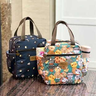 多层拉链口袋饭盒包铝箔保温便当包带饭妈L咪手提包出游便携小拎