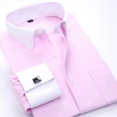 衬衫 新郎新郎婚礼袖 男士 法式 长袖 宽松无铁商务正装 扣白衬衫 专业宴